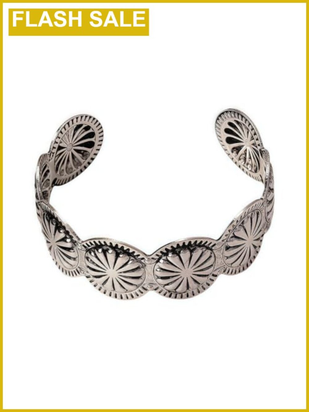Western Cuff Bracelet Women Vintage Boho Shell Design Alloy Silver Tone